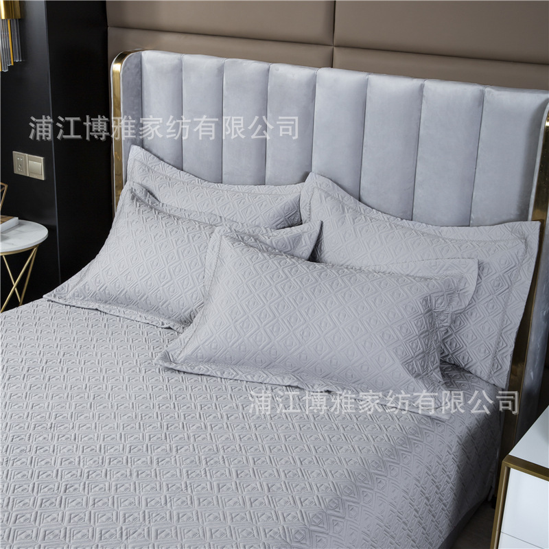 Wholesale of new light luxury 60s long-staple cotton bed cover three-piece set, quilted quilt with thickened cotton interlining, pure cotton bed cover pillowcase pic 14