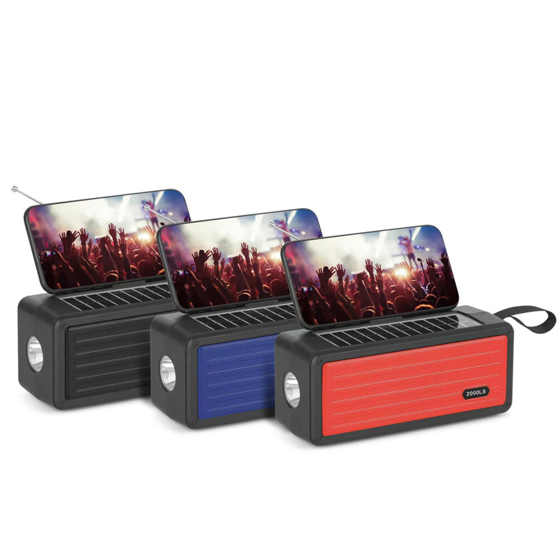 2000LS Solar-powered wireless Bluetooth speaker, cross-border FM radio, multi-functional flashlight, portable outdoor radio, African export Bluetooth speaker pic 2