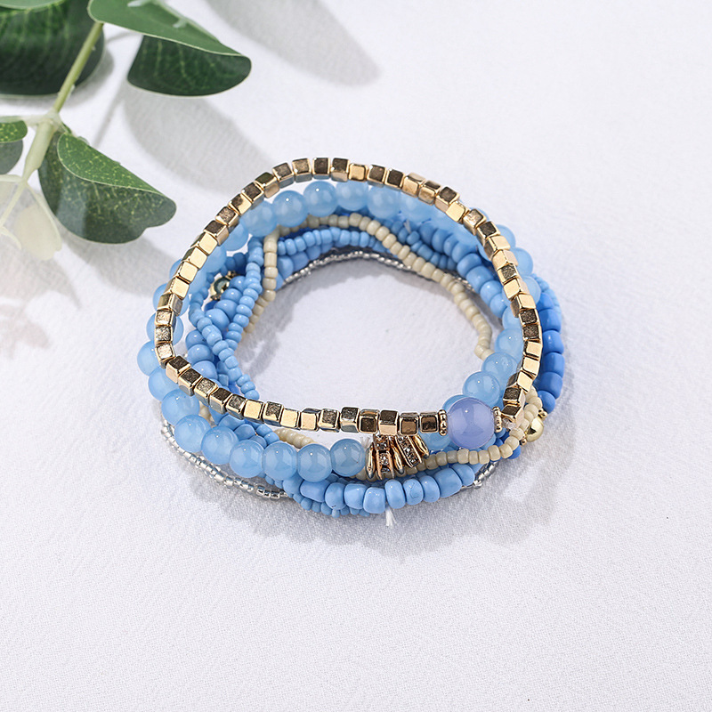 方形金属波西米亚风多层百搭手串时尚天然水晶石手链厂家批发详情6