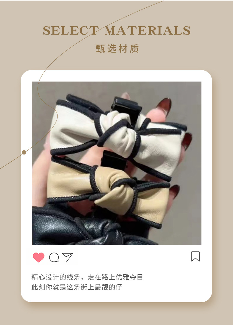 2023 New leather bow small scratch-clip headwear, bangs broken hair clips, princess head shark clip hair accessory pic 3