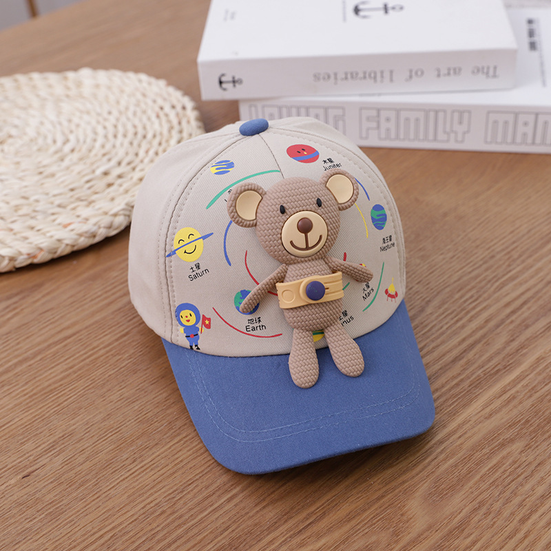 Korea cute bear kids baseball cap primavera nuevo estilo desmontable oso bebé sombra dutch tong cap wholesale tide pic 12
