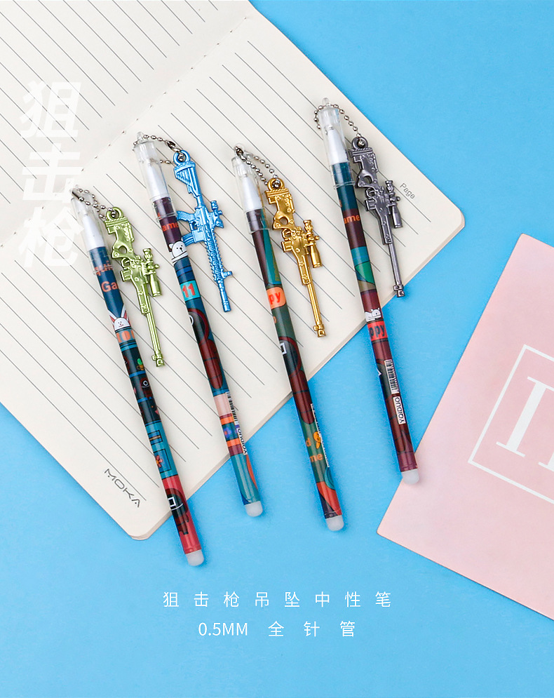 Dibujo animado sniper charge qiang colgante pluma neutral arma colgante agua pluma 0.5mm estudiante firma pluma pic 6