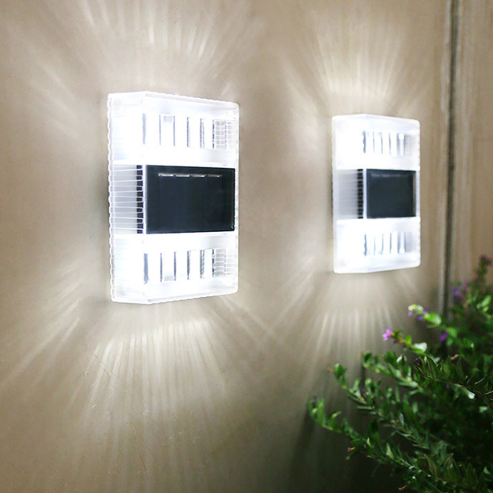 Solar rectangular wall lamp, 6LED top and bottom luminous fence lamp, outdoor courtyard villa decorative lamp, direct supply from the manufacturer pic 4