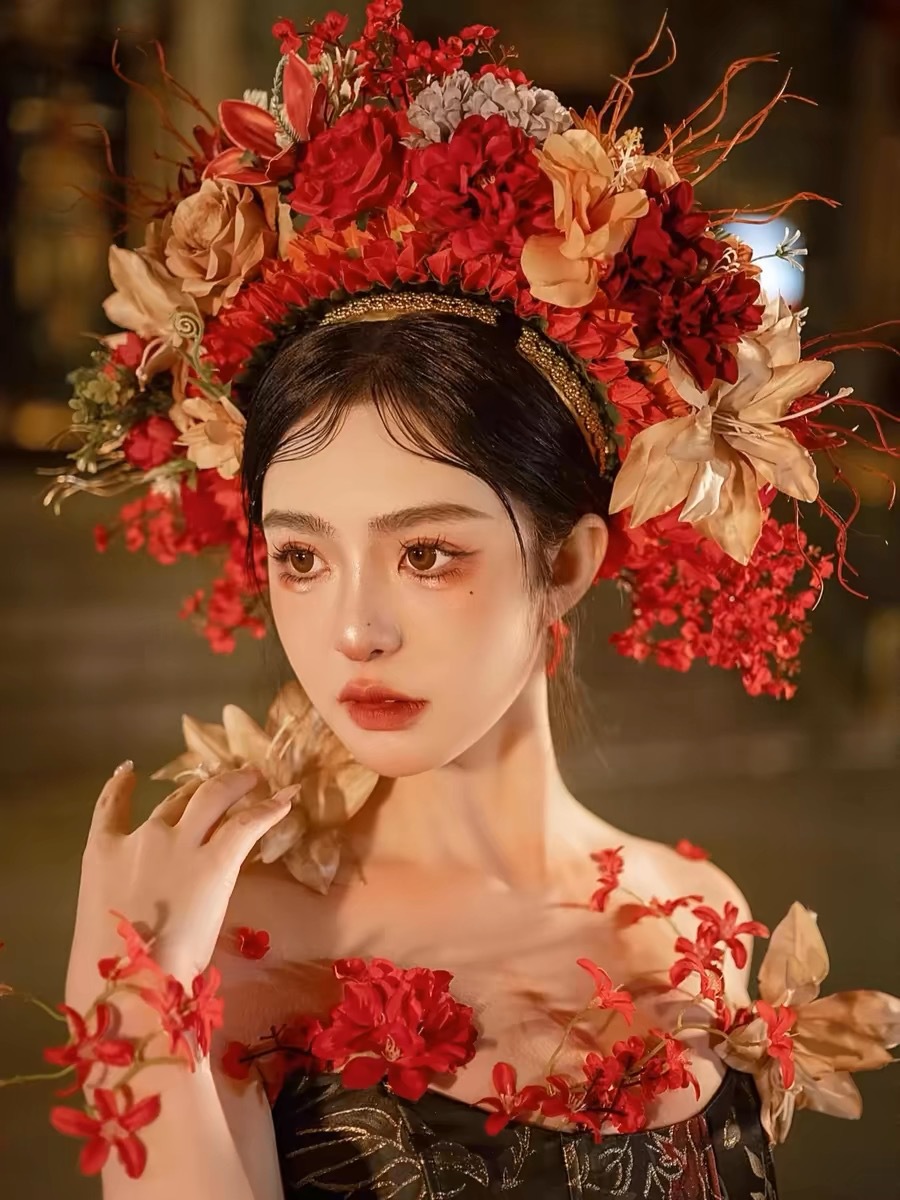 福建泉州浔埔女簪花头饰民族风花围高颜值爆款仿真花泉州簪花新款详情1