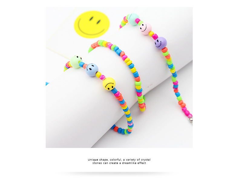 High-end European and American colorful chain for glasses, smiling face glasses, anti-drop lanyard, ins beaded mask chain for women pic 6