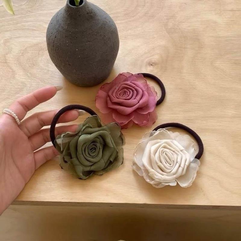 New Chinese-style dry rose hair tie and headband for women, braided hair at the back of the head, retro hair tie and headband pic 2