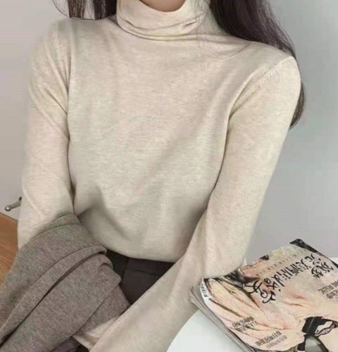 半高领纯色女式针织衫2022秋冬新款毛衣女修身百搭针织打底衫批发详情10