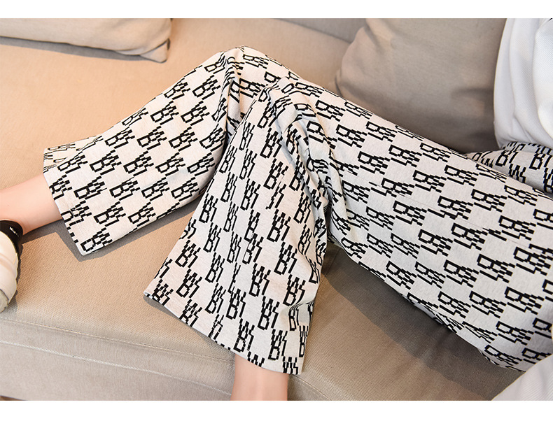 Wide-leg pants for women in 2021, high-waisted and slimming casual pants, spring and autumn Korean style letter loose straight-leg pants, long pants trend pic 13