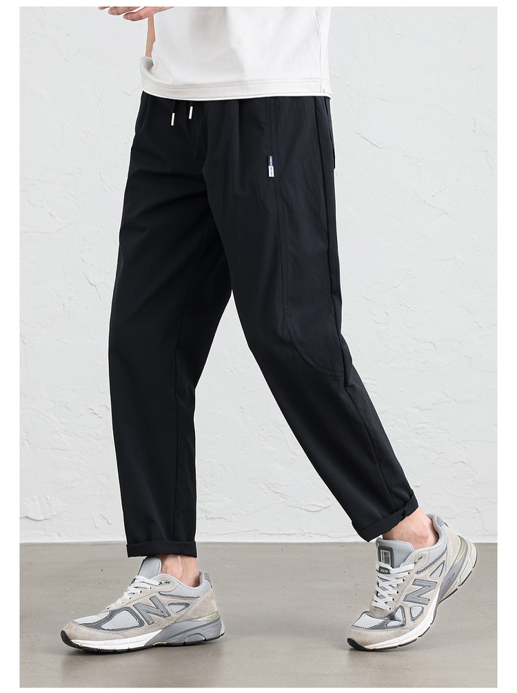 WOOG2005黑色男士弹力休闲长裤2025春夏季新款潮微宽松百搭直筒裤详情11
