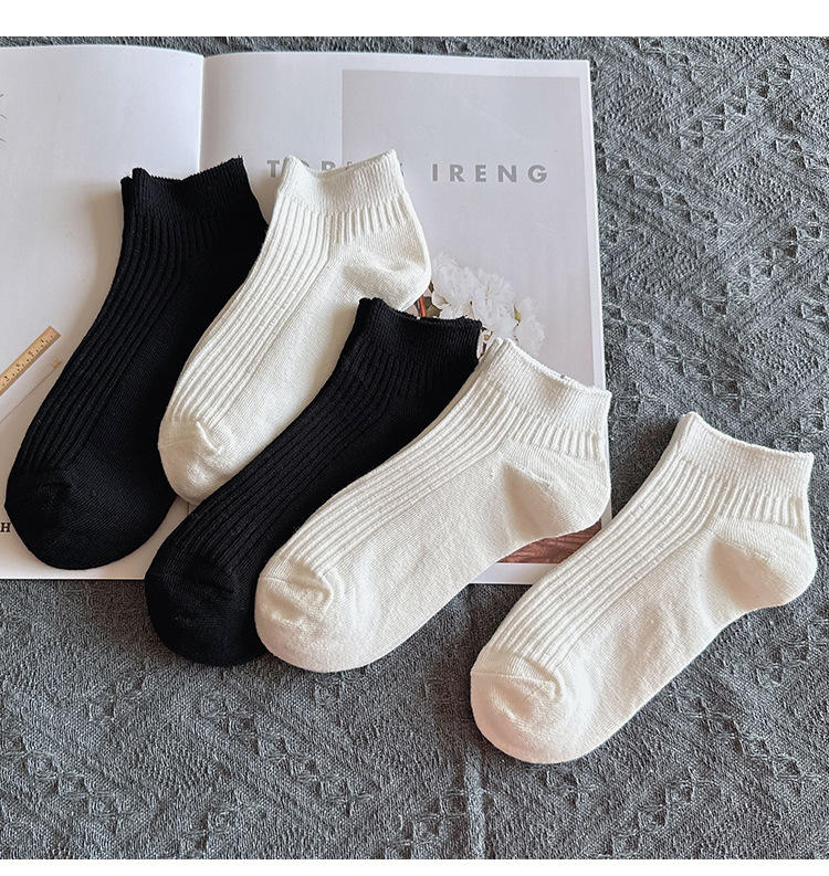 Calcetines stand de piso one piece daihair otoño invierno calcetines de doble aguja hombre blanco y negro gris multicolor color sólido calcetines de algodón para hombre calcetines de barco de ocio zhuji calcetines de hombre one piece daihair pic 3