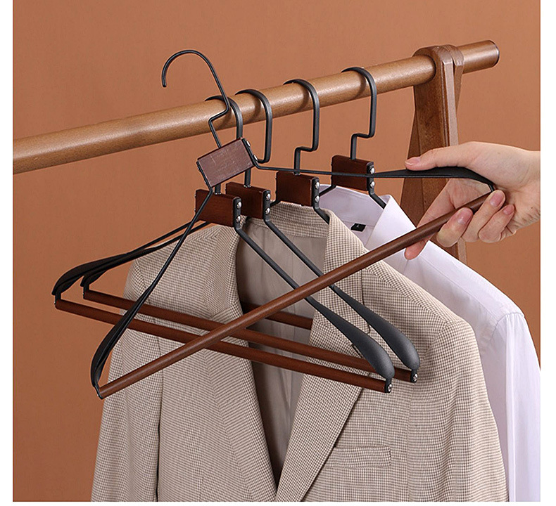 High-end light luxury clothes hangers, niche modern anti-slip clothing store, commercial store, beech wood, stainless steel metal wardrobe, home pic 10