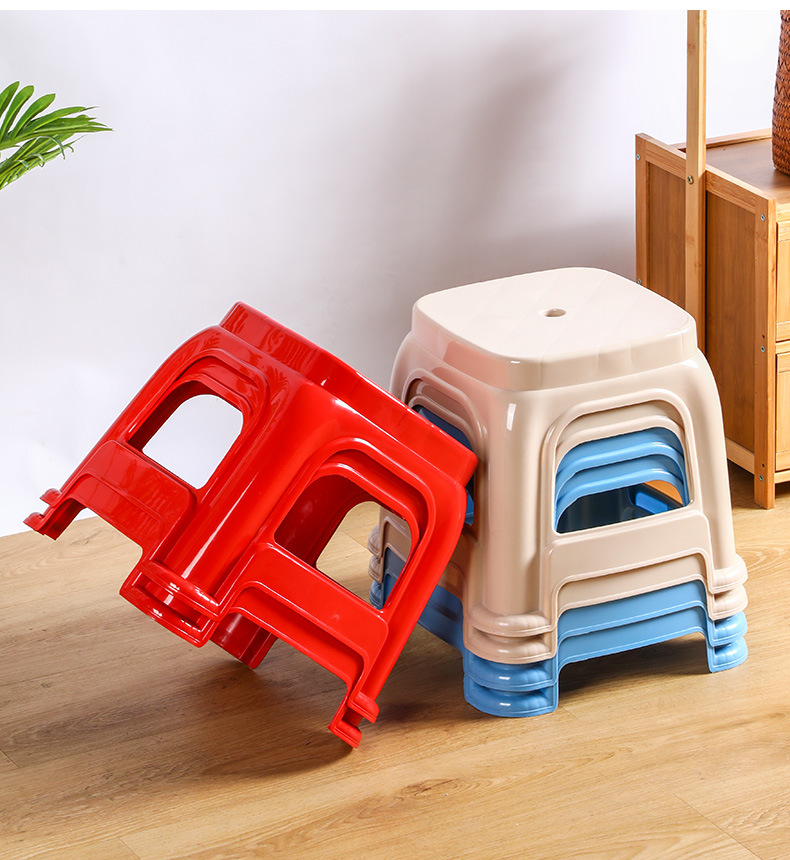Factory wholesale plastic stools, thickened anti-drop chairs, simple style outdoor conference square stools, stackable pic 17