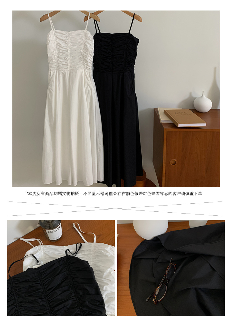 费挪 FINOA十三行2025早春新品韩式高级简约感褶皱设计吊带裙0168详情4