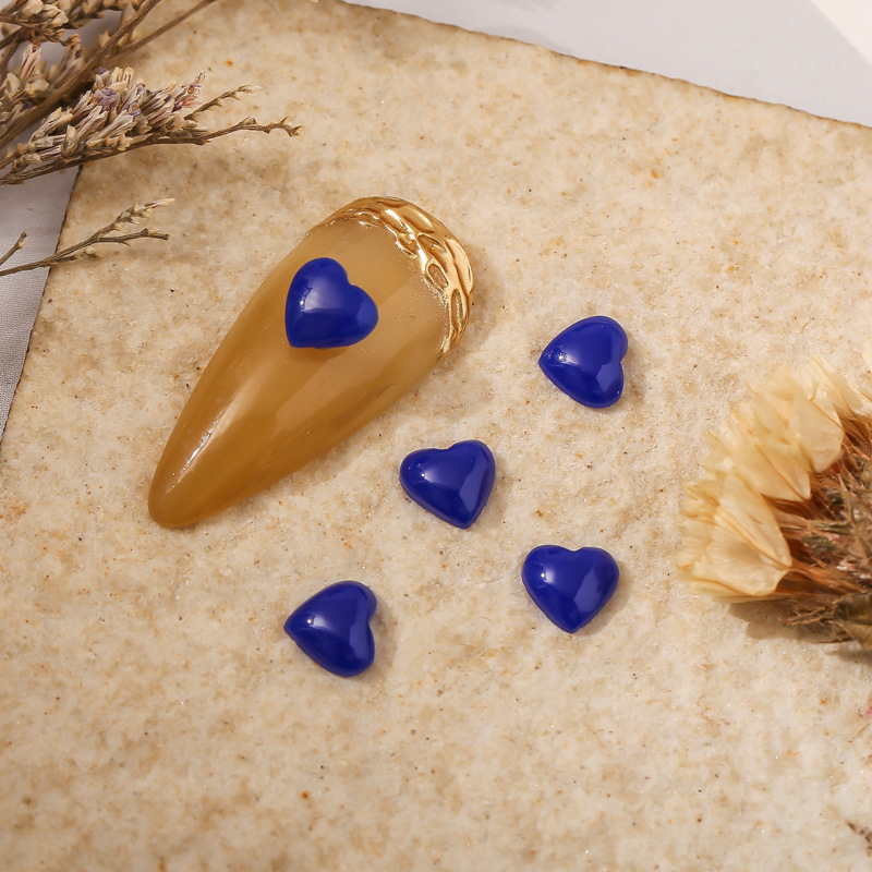 爆款美甲桃心克莱因蓝光面彩色小号陶瓷平底树脂珍珠漆指甲装饰钻详情7