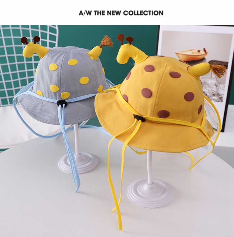 婴儿防护帽子防飞沫头罩脸罩面罩儿童防护帽宝宝防唾液可拆渔夫帽详情7