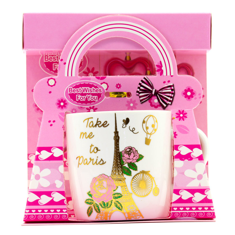 Export ceramic coffee cups with gilded patterns on the Eiffel Tower, French architecture, household universal style, factory direct supply pic 10