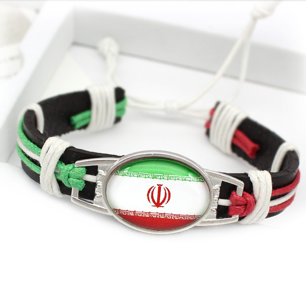 摩洛哥世界各国国旗手链 世界杯复古牛皮绳编织手链批发详情15
