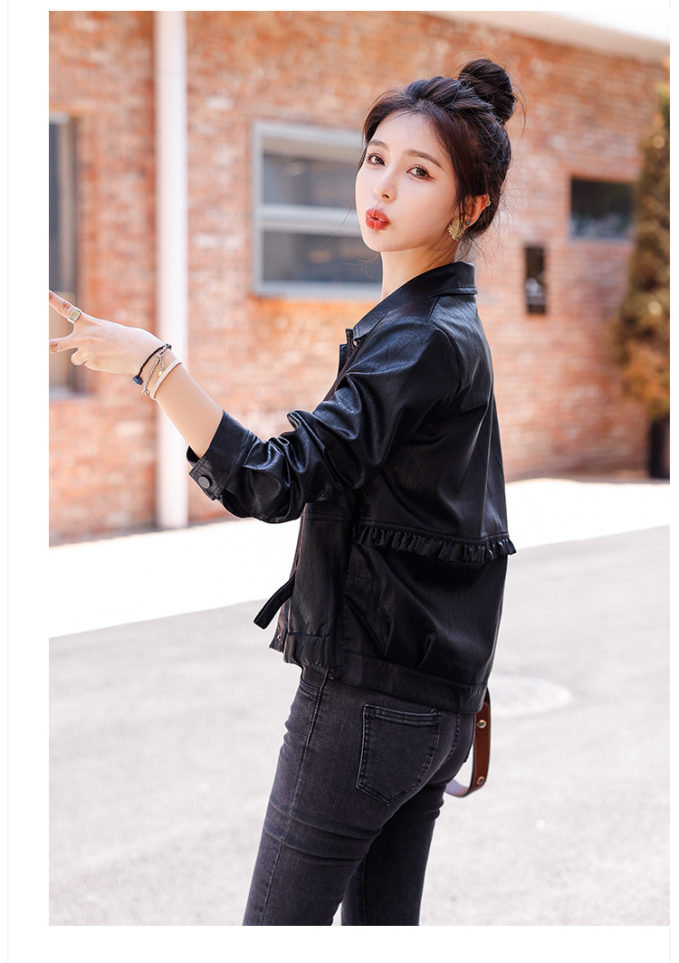 pu皮衣短款外套女2022秋季新款韩版宽松气质复古机车小皮夹克外套详情15