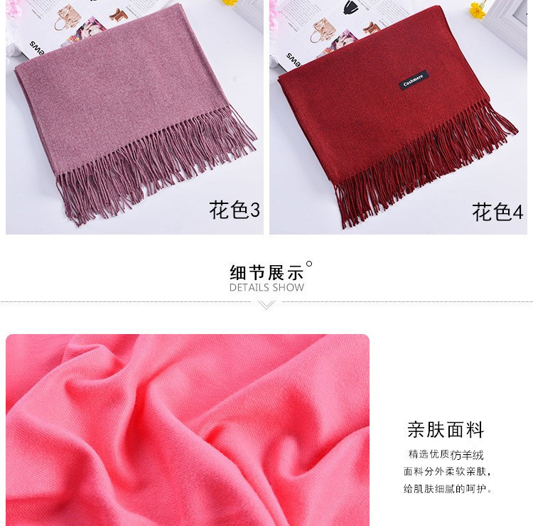 The new solid-color faux cashmere scarf for autumn and winter, with a big red LOGO and thickened warm shawl, is in stock and available for shipment pic 27
