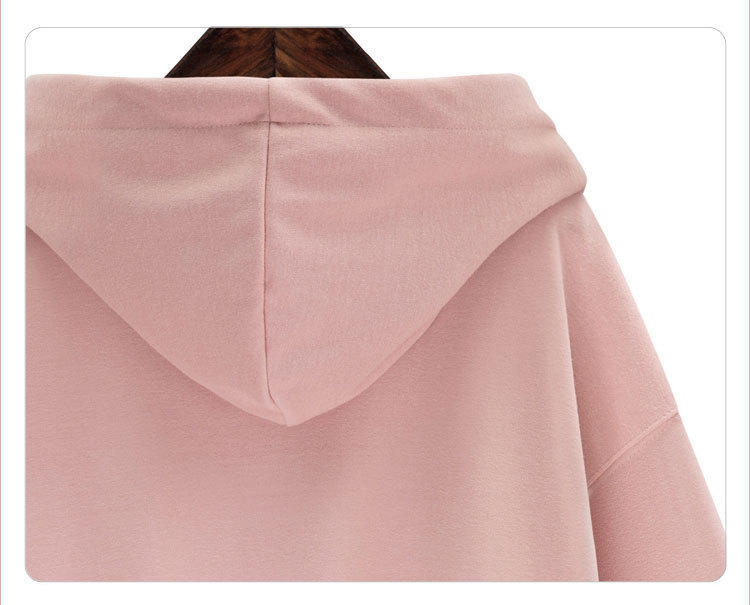 A new large-sized, fleece and thickened hooded sweatshirt for women with loose long-sleeved sleeves pic 13