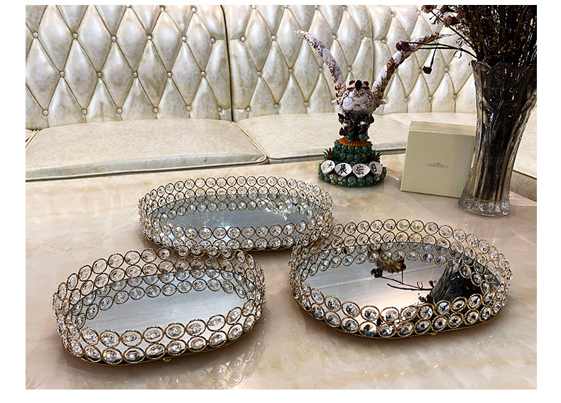 爆款欧式客厅高档水晶水果盘椭圆家居桌面收纳盘奢华法国红酒托盘详情19