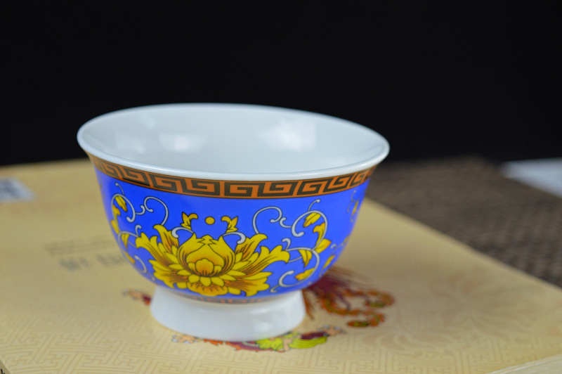 厂家供应3.6寸双龙八吉祥藏式陶瓷碗特色民族碗酥油茶碗 仿古贡碗详情24