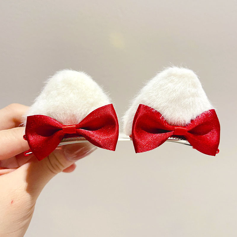儿童红色貂绒发夹喜庆新年古风发饰女童宝宝春节汉服发卡少女头饰详情59