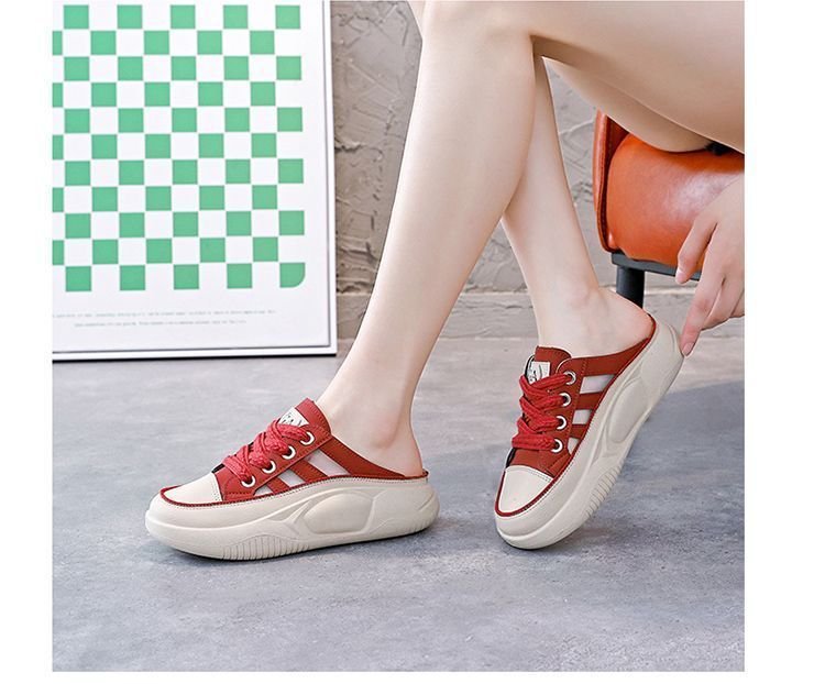 Q216新款网面半拖女2023夏季潮休闲透气厚底增高百搭拖鞋凉鞋女鞋详情20