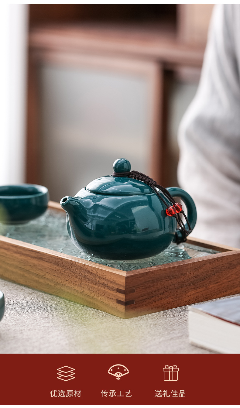 National trend business gift tea set, one pot, 4 cups, celadon Xi Shi pot, incense and sandalwood combination set, printed logo, annual meeting pic 7