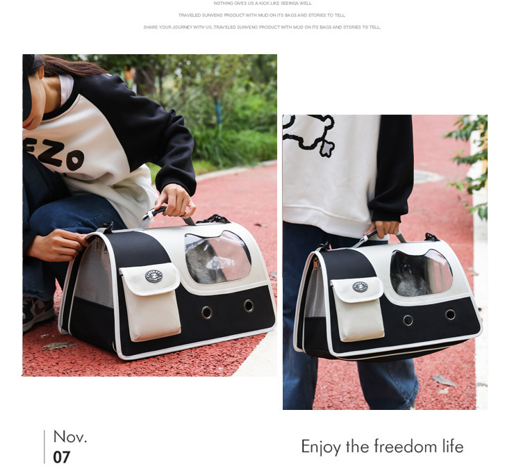 Pet handbag, suitable for all seasons, large-capacity portable cat bag, simple and breathable handbag, travel bag pic 19