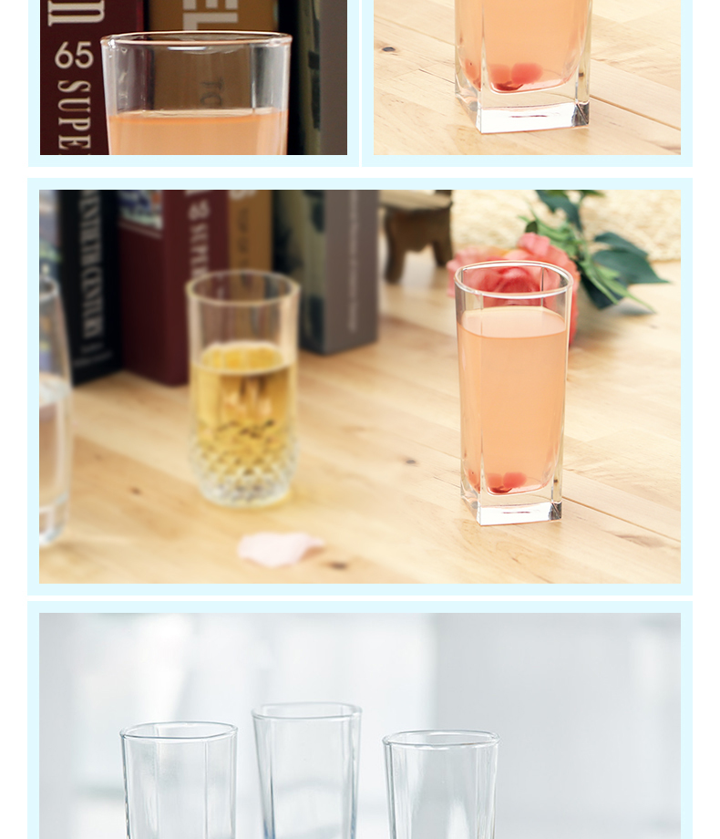 德力青苹果德国工艺四方水果汁养生玻璃杯花草杯260ml详情4