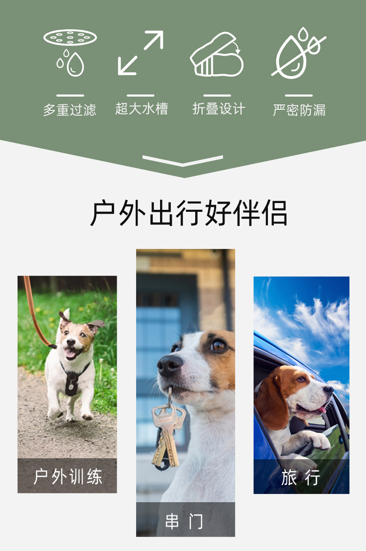 宠物随行杯户外遛狗折叠便携式狗狗饮水杯分段式可放狗粮饮水器详情3