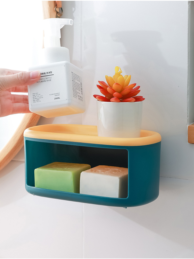创意欧式肥皂盒 吸盘壁挂肥皂架家用双层沥水免打孔卫生间置物架详情15