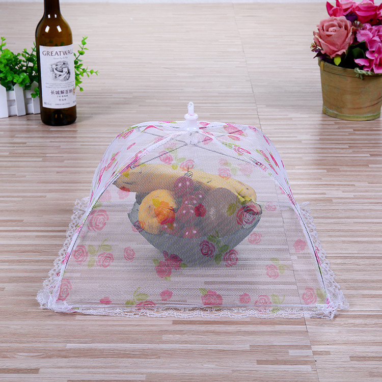 Meal cover, lace folding table cover, dust-proof and fly-proof food cover, kitchen small tools, printed fabric vegetable cover pic 10