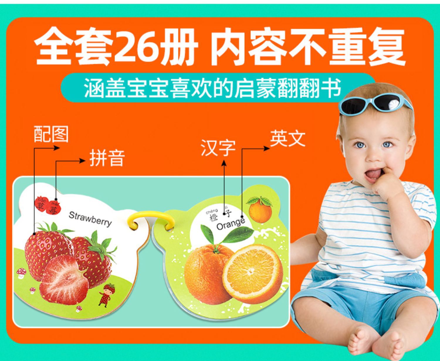 儿童启蒙早教卡片0-3岁宝宝玩具看图婴幼早教启蒙益智识字认知书详情23