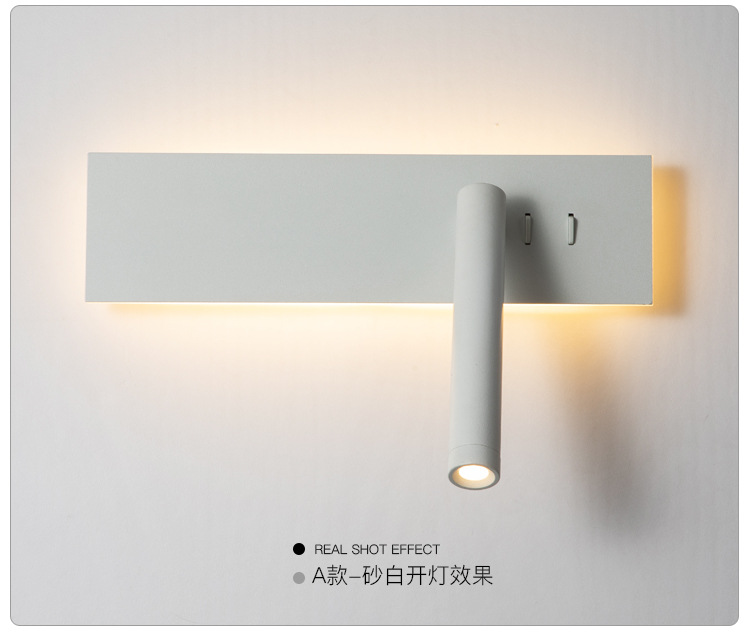 Bedside lamp, wall lamp, bedroom creative with switch, long strip rotating, minimalist reading lamp, hotel living room TV, wall lamp pic 14