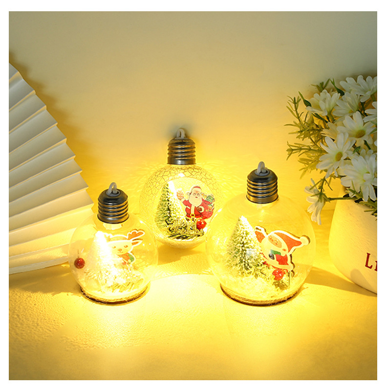 圣诞老人水晶圣诞球定制 透明圣诞球LED灯发光挂件装饰品加工定制详情11