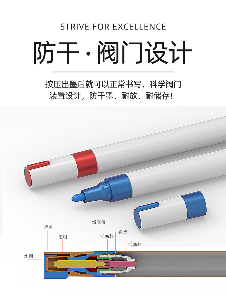 General agent: Zhongbai Oil Paint Pen SP110, white oil-based marker pen, waterproof and non-fading marking wholesale pic 11
