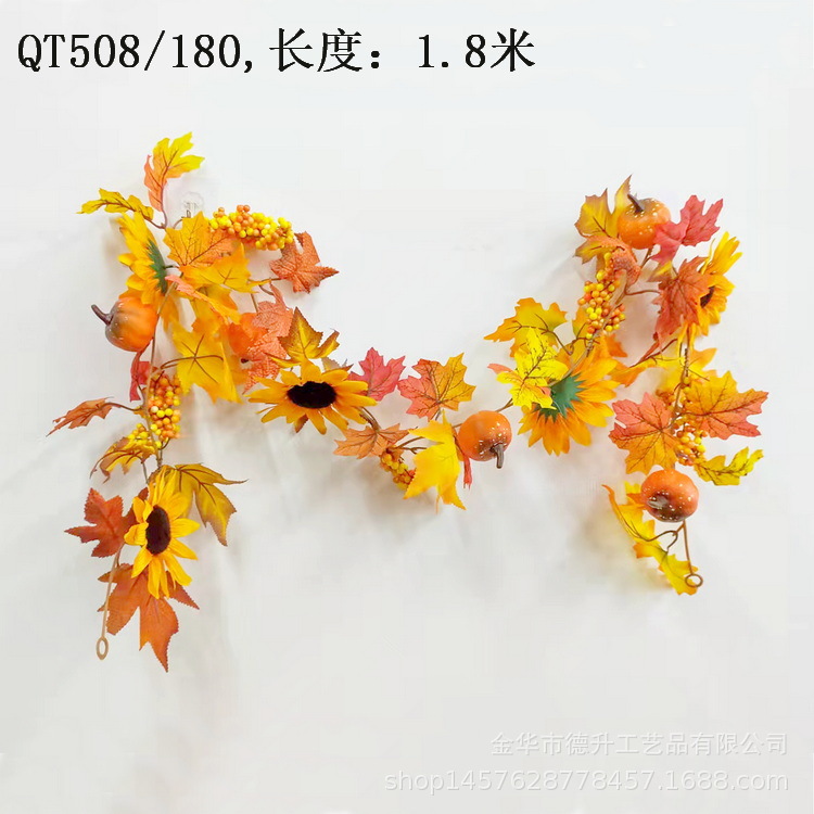 Desheng American country-style Thanksgiving and Halloween simulation pumpkin, autumn leaves, Canadian autumn maple leaves, rattan pic 7