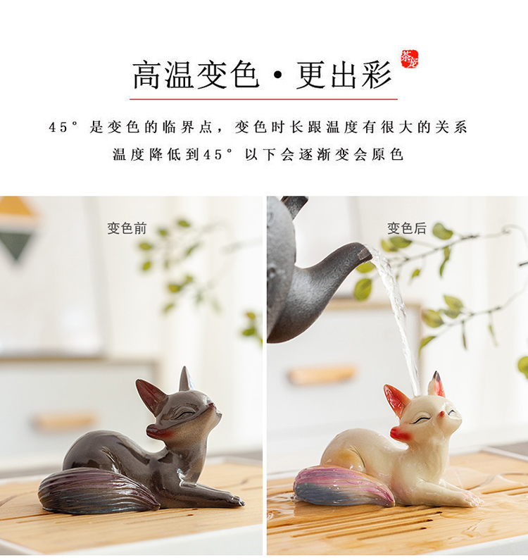 The color-changing little fox, panda and rabbit tea pet can be raised for tea play, office, home, tea table and tea pet decoration pic 11