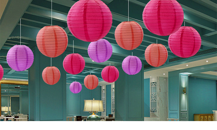 厂家批发白色纸灯笼春节国庆手工diy圆形灯笼婚庆装饰品节庆用品详情1