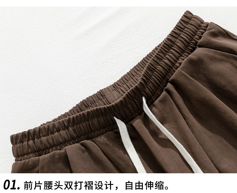 Japanese-style pure cotton casual pants for men in spring 2024, featuring a retro double pleated design and versatile long pants for men pic 40