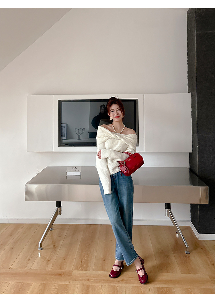 苏茵茵人间芭比韩国圆头珍珠红色粗跟单鞋玛丽珍鞋女小皮鞋详情17