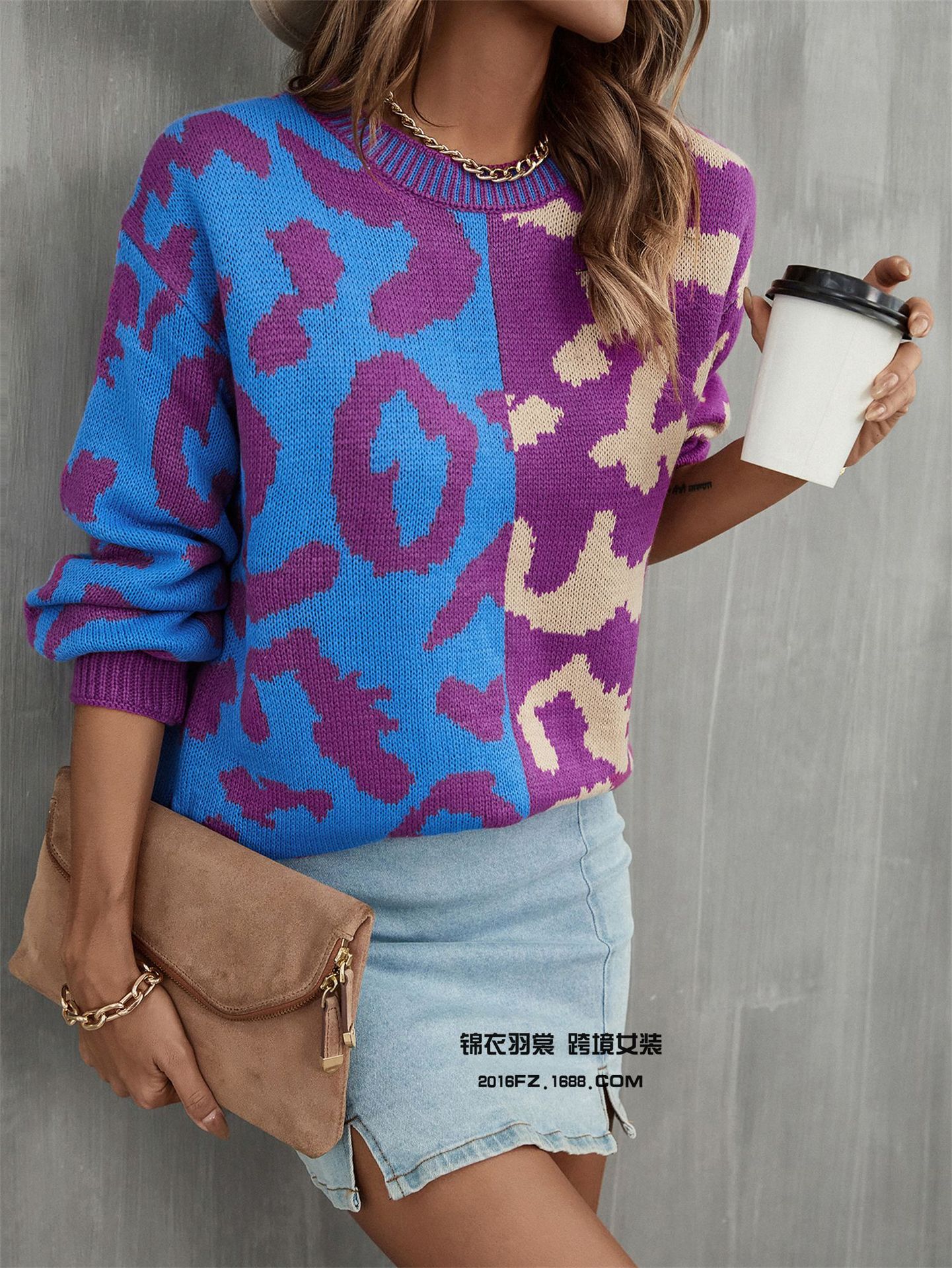 2025 primavera nuevo estilo europeo y americano de comercio exterior estilo de explosión amazon suéter leopardo patchwork mezcla jersey jersey jersey pic 27