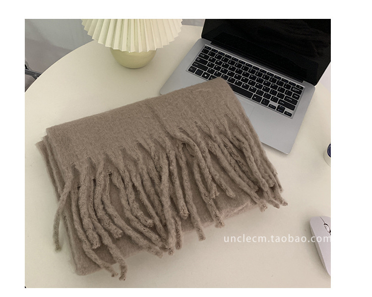 Solid color Korean-style thickened scarf for women 2022 new Korean-style winter scarf for men, versatile shawl scarf in pink pic 27