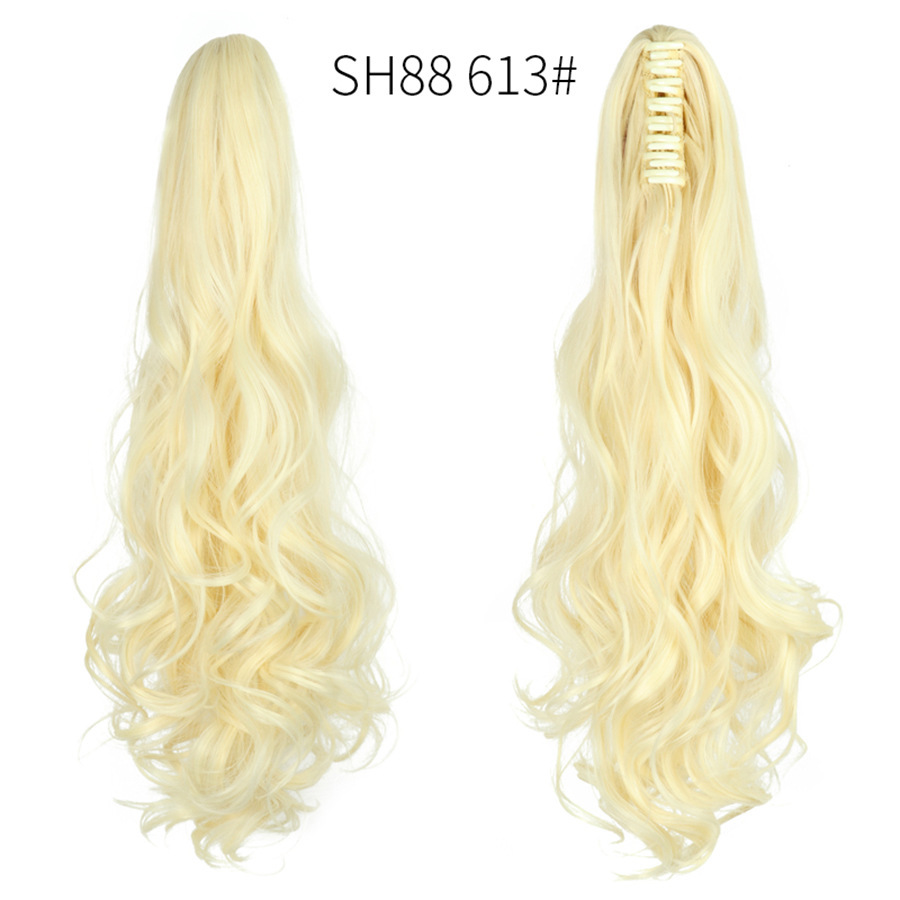 European and American style claw clip long curly hair, tiger mouth claw clip ponytail simulation wig, fluffy and natural ponytail pic 26