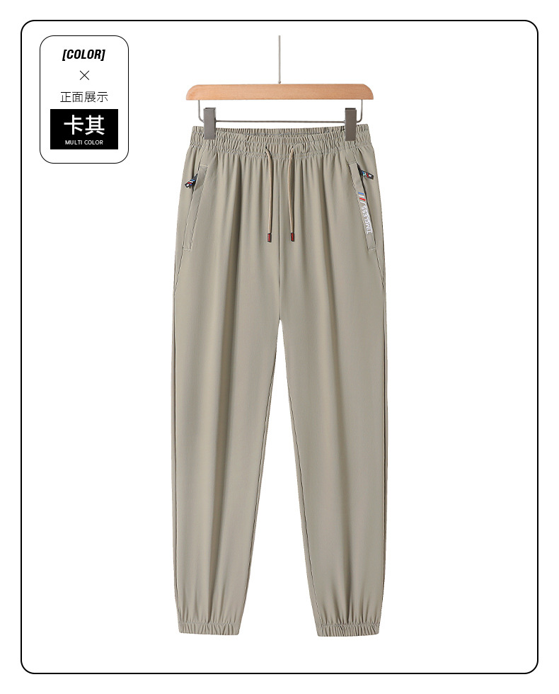 夏季冰丝裤男潮牌宽松九分裤薄款透气休闲裤户外防晒运动束脚卫裤详情18