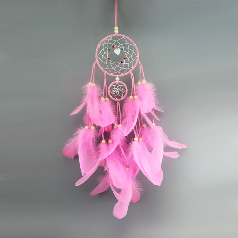 Factory wholesale pink double-disc dreamcatcher nets, home decoration dreamcatcher net pendants, creative wind chimes, dreamcatcher nets pic 3