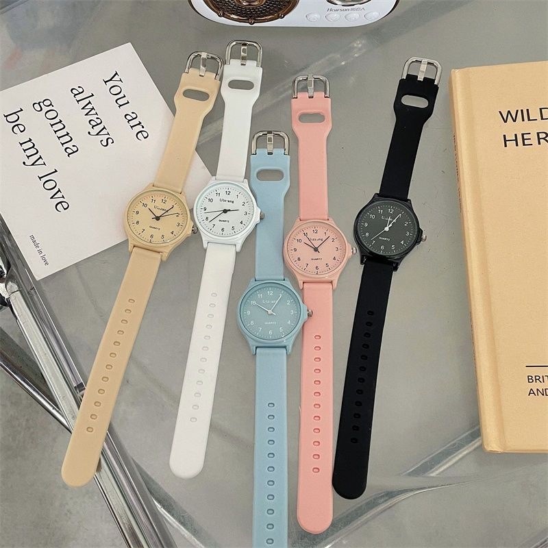 考试专用手表女高中学生指针式上课看时间青春校园验控显白奶茶色详情19