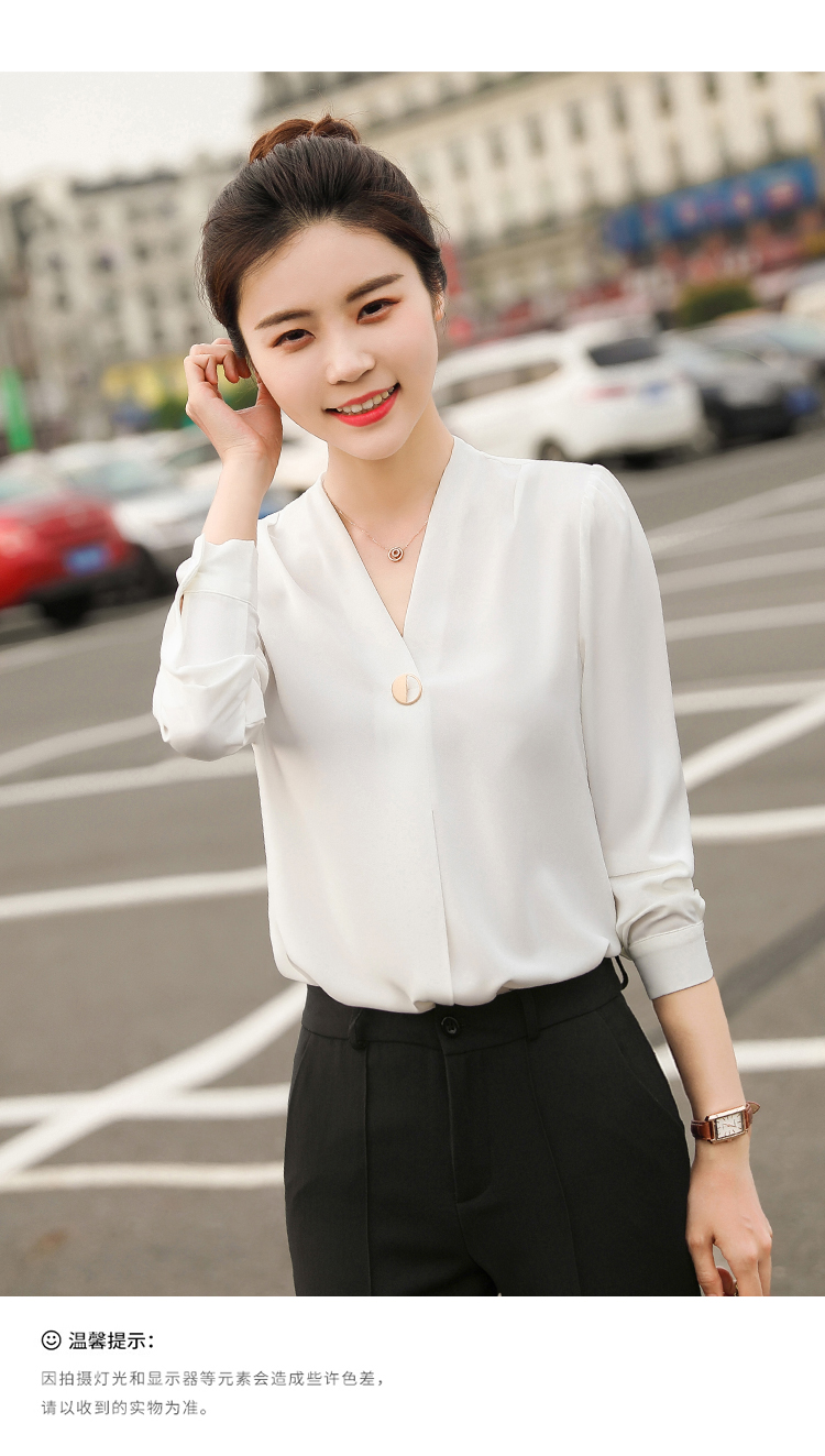 职业装短袖衬衫女2024春夏新款ol纯色气质V领牛奶丝白领打底衬衣详情22